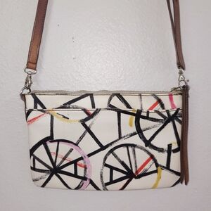 FOSSIL Sydney Crossbody Bag Bicycle Wheel Print